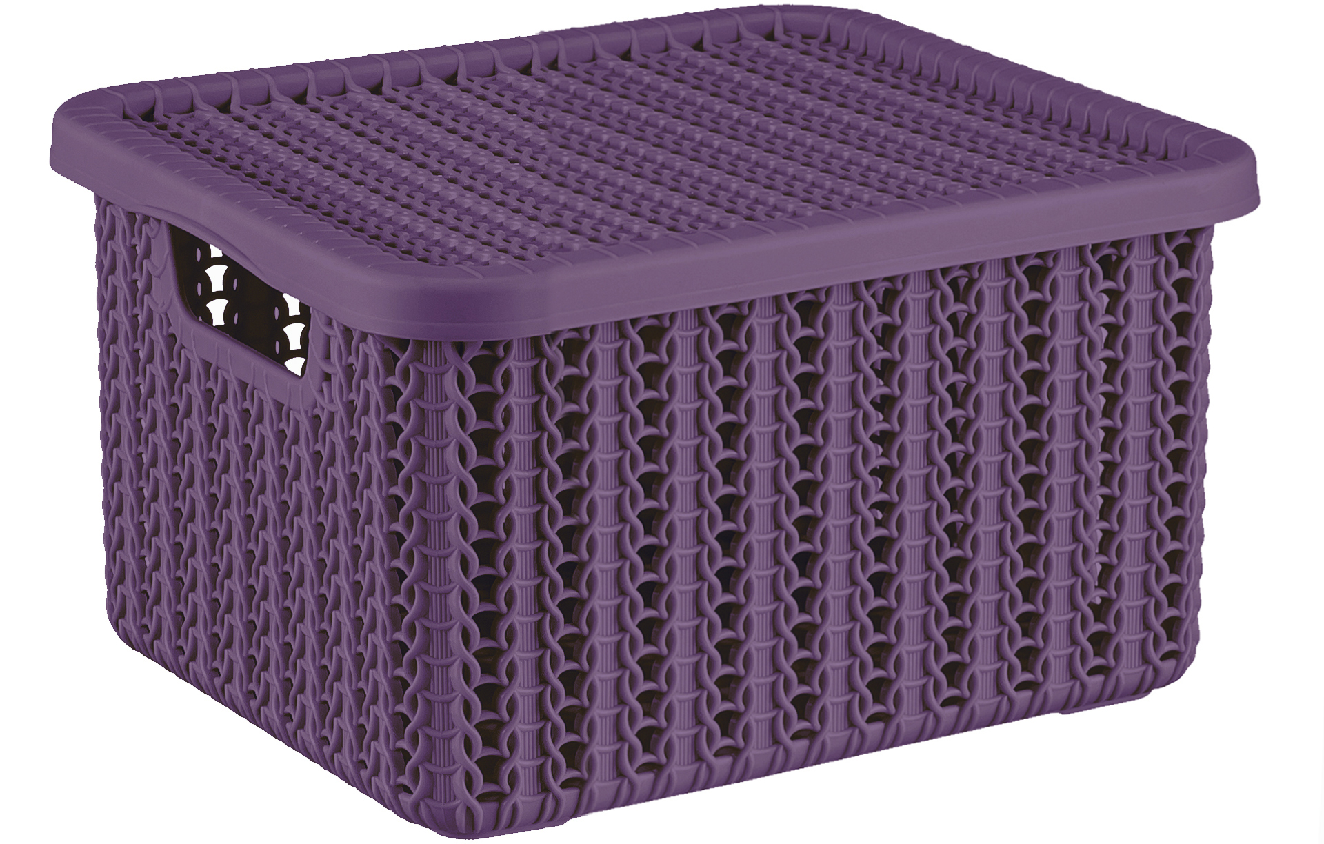 Коробка 3л вязание с крышкой пурпурный м2369