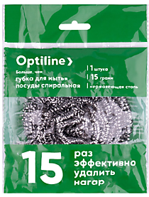 Губка металлическая для мытья посуды Optiline спиральная нерж. сталь 15 гр. /120/