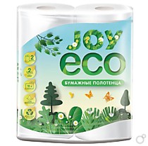 Полотенца бумажные JOY eco, 2-слойные, в рулонах, белые, 2 рулона в упаковке /12/