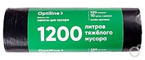 Мешки для мусора ПНД (120л) черный 70*110см, ПРЕМИУМ OPTILINE 16 микрон (10шт в рулоне) /40/