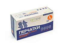 Перчатки нитриловые одноразовые Optiline, голубые, размер L, 100 штук в упаковке /10/
