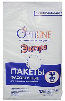 Пакеты 25*40 OptiLine, 10мкм, вес пачки 940гр /500шт/ 14уп/