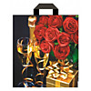 Пакет ПВД с петлевой ручкой "Розы и шампанское" 39х42+8, 38мкм /50/500/