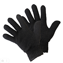 Перчатки х/б черные УТЕПЛЕННЫЕ, двойные, 90гр, без покрытия  /200/
